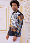 Black Tiger King Baroque Silky Shirt