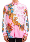 Pink Tiger King Baroque Silky Shirt