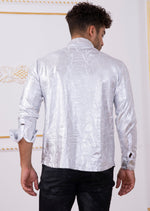 Silver Foiled "Mirror" Knit Shirt