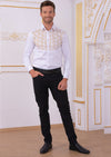 White Gold Meander Embroidery Shirt