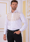 White Gold Meander Embroidery Shirt