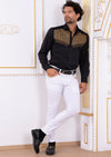 Black Gold "Meander" Rhinestone Shirt