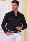 Black Silver "Meander" Rhinestone Shirt