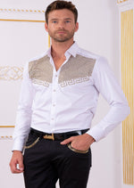 White Gold "Meander" Rhinestone Shirt