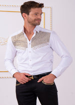 White Gold "Meander" Rhinestone Shirt