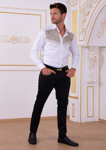 White Gold "Meander" Rhinestone Shirt