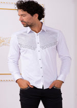 White Silver "Meander" Rhinestone Shirt