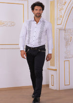 White "Front Panel" Rhinestone Shirt