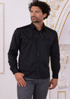 Black Silver "Upper Panel" Rhinestone Shirt