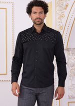 Black Silver "Upper Panel" Rhinestone Shirt