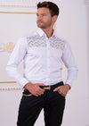 White Gold "Upper Panel" Rhinestone Shirt