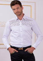 White Gold "Upper Panel" Rhinestone Shirt