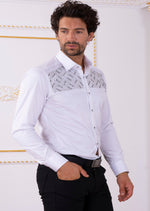 White Silver "Upper Panel" Rhinestone Shirt