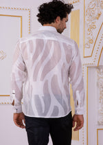 White "Wave" Sheer Long Sleeve Shirt