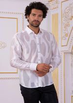 White "Wave" Sheer Long Sleeve Shirt