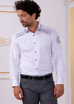 White Black Silicon Rhinestone Shirt