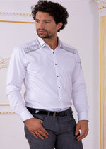 White Black Silicon Rhinestone Shirt