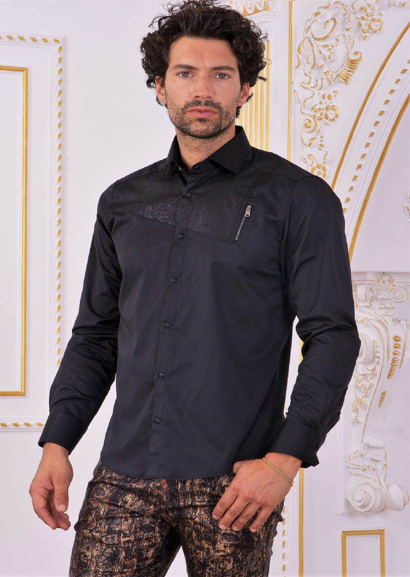 Black Vertical Zipper Shirt