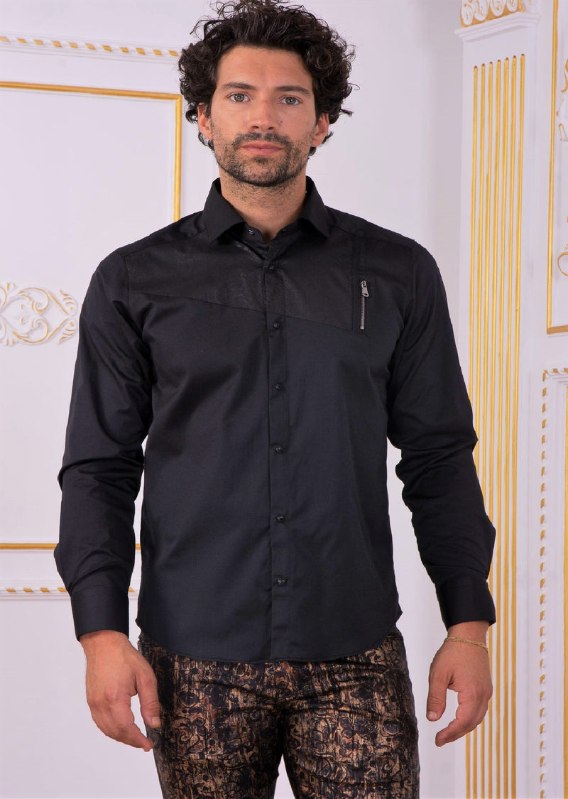 Black Vertical Zipper Shirt