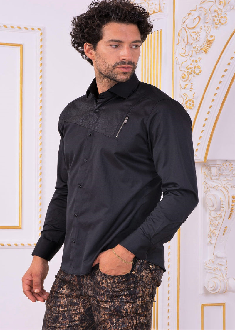 Black Vertical Zipper Shirt