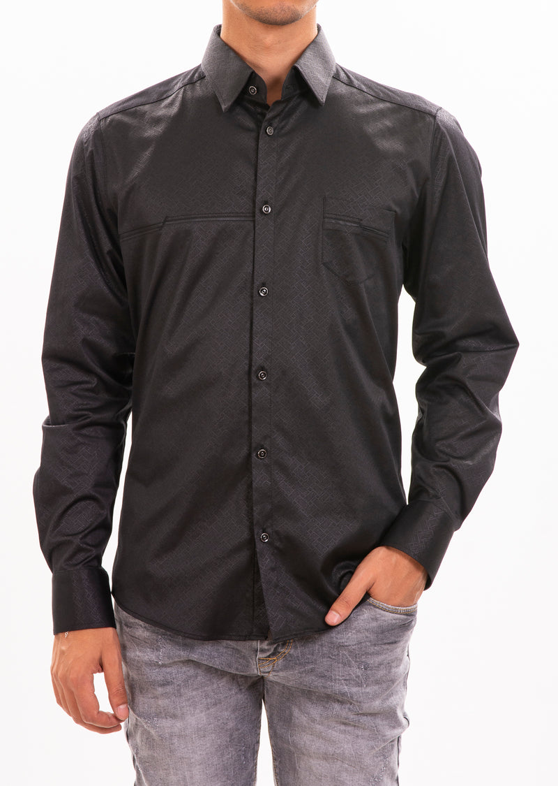 Black Geometrical Print Shirt