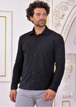 Black Diagonal Weaved Knit Shirt