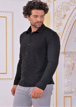 Black Diagonal Weaved Knit Shirt