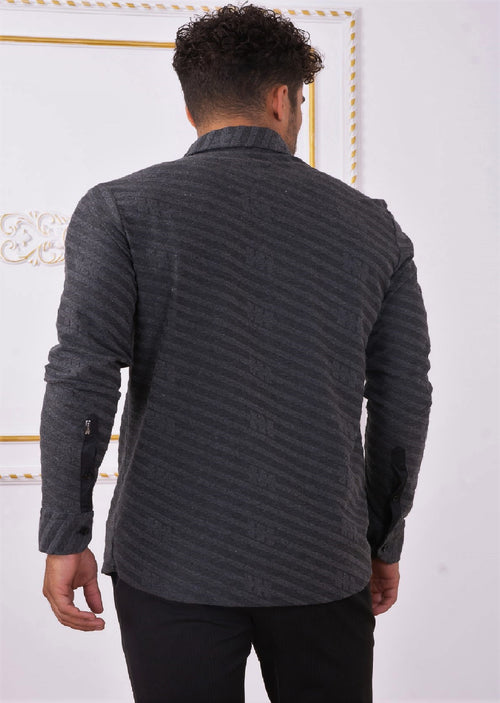 Gray Diagonal Weaved Knit Shirt