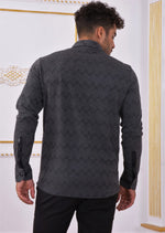 Gray Zigzag Weaved Knit Shirt