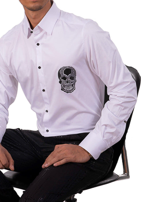 White "Silicon Skull" Rhinestone Shirt
