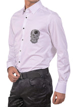 White "Silicon Skull" Rhinestone Shirt