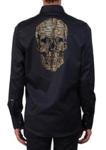 Black Gold Skull Rhinestone Shirt