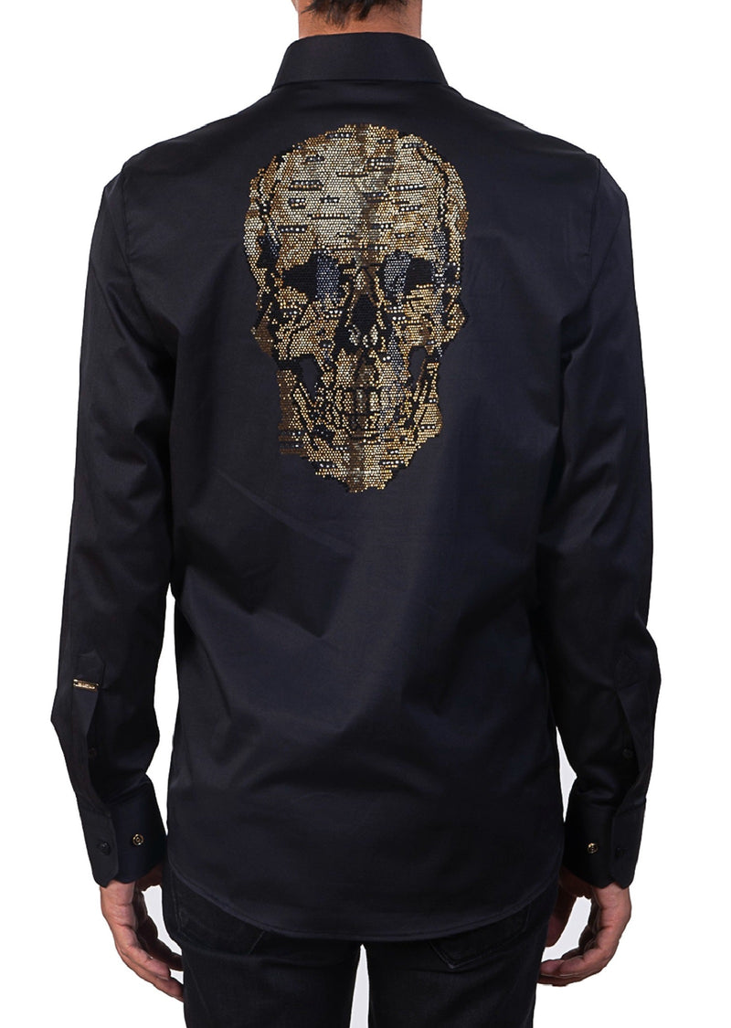 Black Gold Skull Rhinestone Shirt