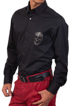 Black Silver Skull Rhinestone Shirt