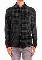 Black Houndstooth Velvet Shirt