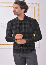 Black Houndstooth Velvet Shirt