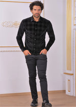 Black Houndstooth Velvet Shirt