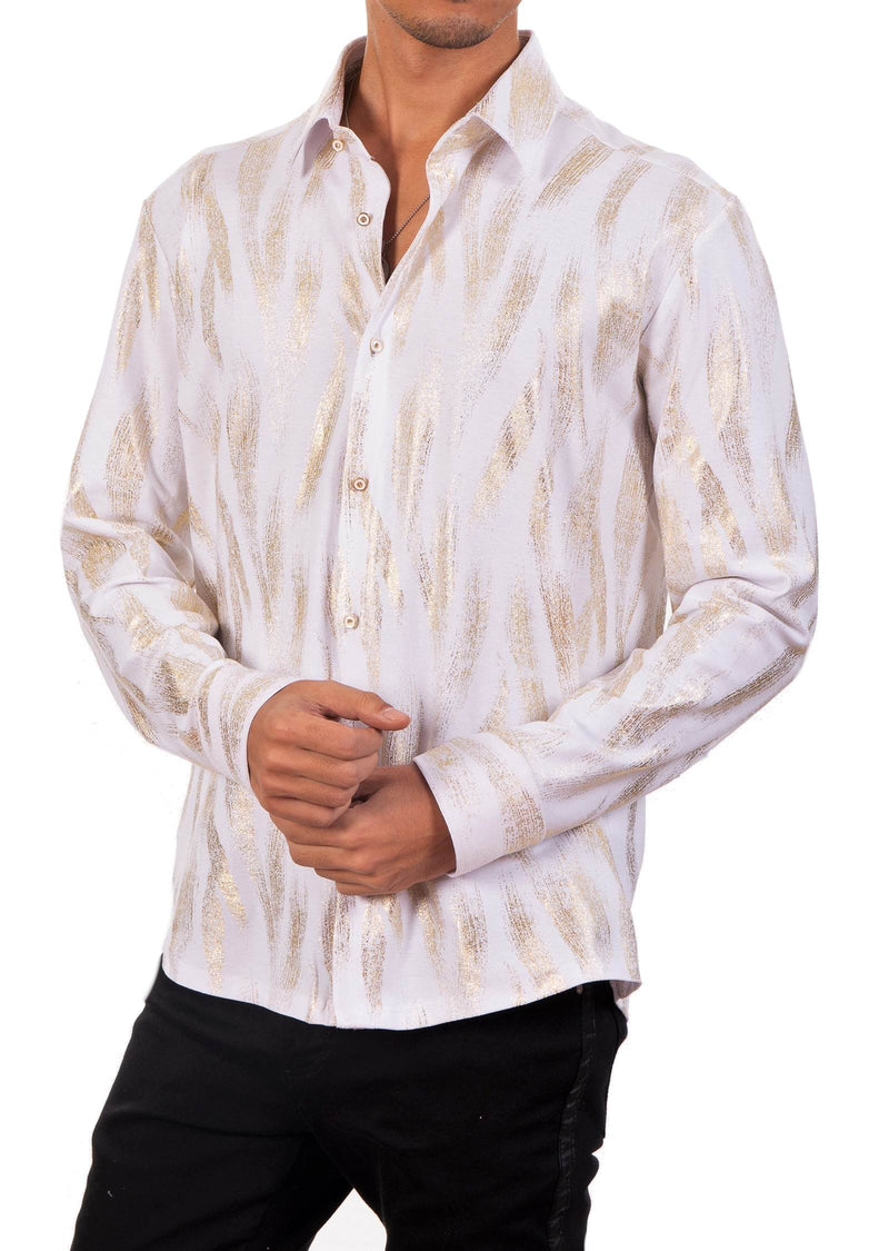 White Gold Brushstroke Tech Shirt