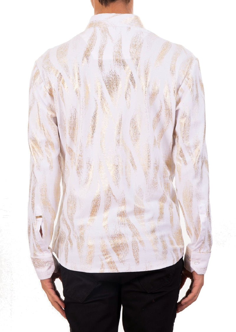 White Gold Brushstroke Tech Shirt