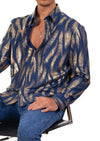 Blue Gold Brushstroke Tech Shirt