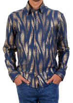 Blue Gold Brushstroke Tech Shirt