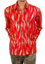 Red Gold Brushstroke Tech Shirt