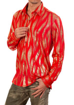 Red Gold Brushstroke Tech Shirt