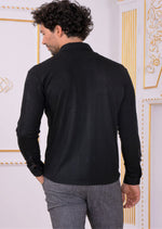 Black Metallic Crackle Brocade Shirt