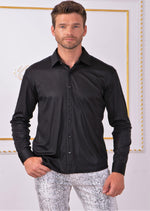 Black Metallic Liquid Sheen Shirt