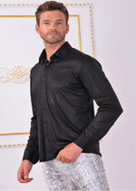 Black Metallic Liquid Sheen Shirt