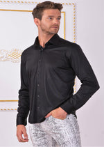 Black Metallic Liquid Sheen Shirt