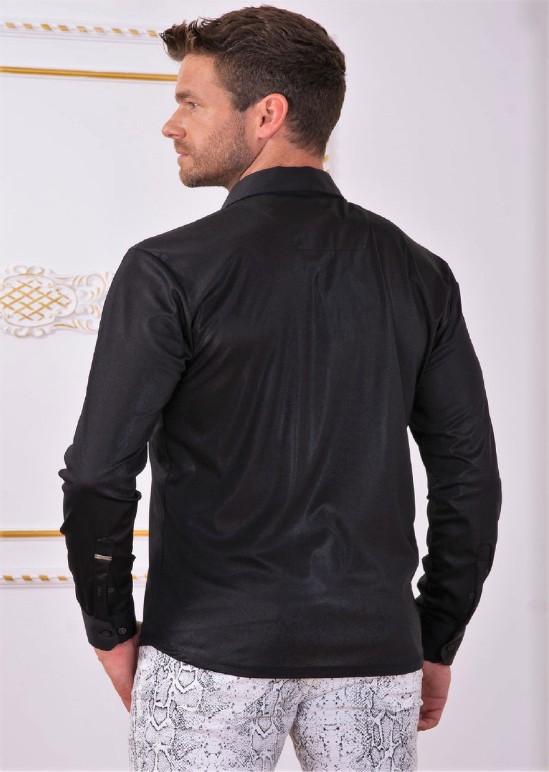 Black Metallic Liquid Sheen Shirt