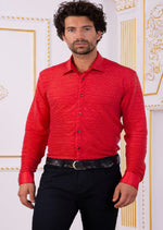 Red Metallic Texture Shirt