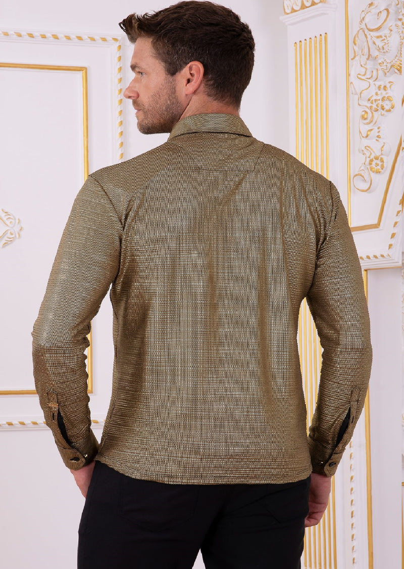 GOLD Metallic Texture Shirt 4XL / GOLD / COTTON/POLY/LYCRA GOLD Metallic Texture Shirt 4XL / GOLD / COTTON/POLY/LYCRA
